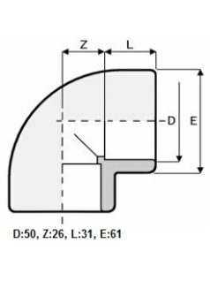 PVC Könyök 90° D50mm