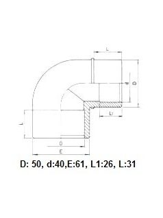 PVC Könyök 90° KB D50mm