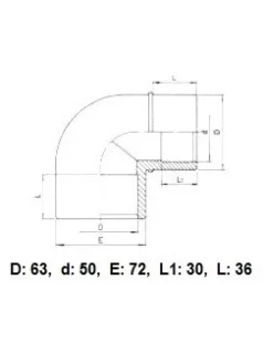 PVC Könyök 90° KB D63mm