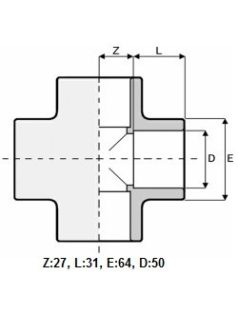 PVC Keresztidom D50mm