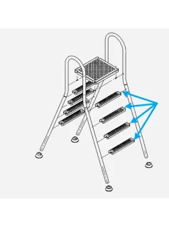   Műanyag fehér létrafok rozsdamentes föld feletti medencelétrához