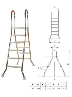 Létra rozsdamentes kétágú 5+5 fokos medenceméret 150cm