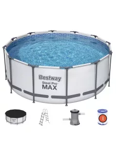   Bestway Steel Pro Max csővázas medence kerek 457x122cm 3m3/h papírszűrővel #56438
