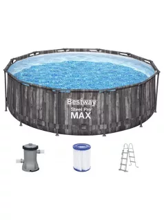   Bestway Steel Pro Max csővázas medence kerek 366x100cm 2m3/h papírszűrővel #5614x