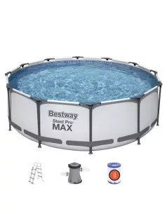   Bestway Steel Pro Max csővázas medence kerek 366x100cm 2m3/h papírszűrővel #56418