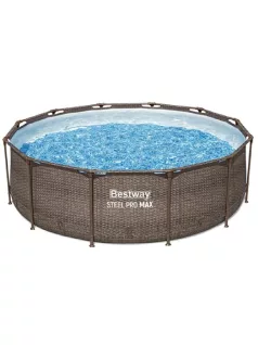   Bestway Steel Pro Max csővázas rattan medence 366x100cm 2m3/h papírszűrővel #56709