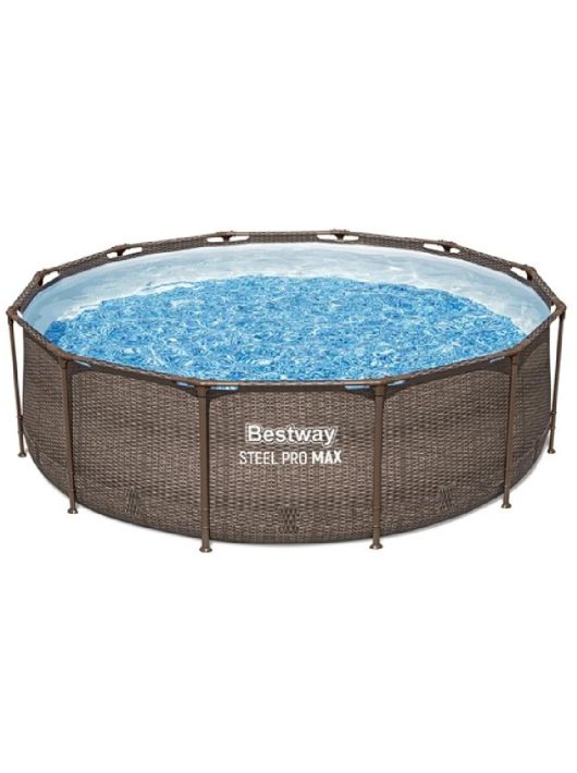 Bestway Steel Pro Max csővázas rattan medence 366x100cm 2m3/h papírszűrővel #56709