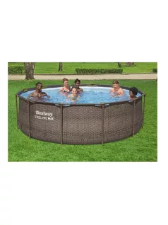   Bestway Steel Pro Max csővázas rattan medence 366x100cm 2m3/h papírszűrővel #56709