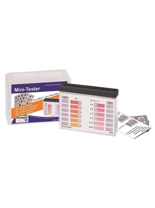 Pooltester Mini PTM100 pH+klór/bróm vízelemző készlet 20-20db tablettával