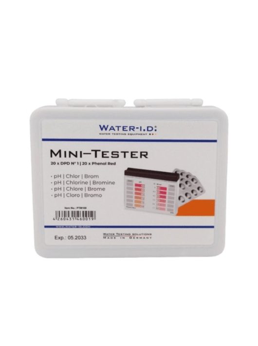 Pooltester Mini PTM100 pH+klór/bróm vízelemző készlet 20-20db tablettával